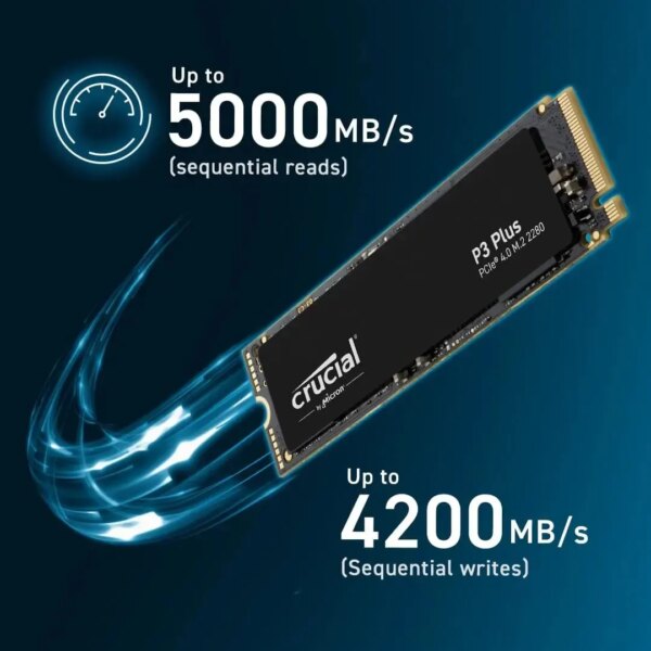 Crucial P3 Plus 2TB 1TB 500GB PCIe Gen4 3D NAND NVMe M.2 SSD, up to 5000MB/s - Image 3