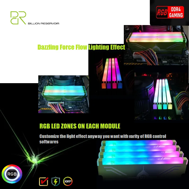 BR DDR4 Ram Memory  8GB 16GB 32GB 64GB 2666Mhz 3200Mhz 3600Mhz XMP 2.0 Skyline-RGB Deskto Gaming Heat Sink Motherboard Intel AMD