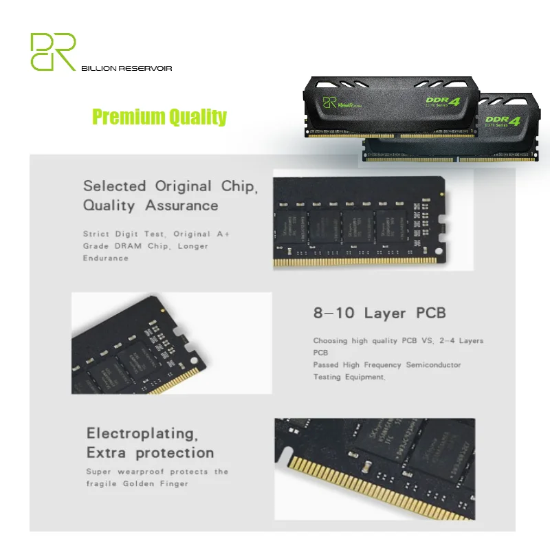 BR DDR4 Ram Memory 3200Mhz 16GB 32GB 2666Mhz 2400Mhz  DDR3 1600MHz 8GB 16GB Desktop Gaming Memory Ram Heat Sink for Motherboard