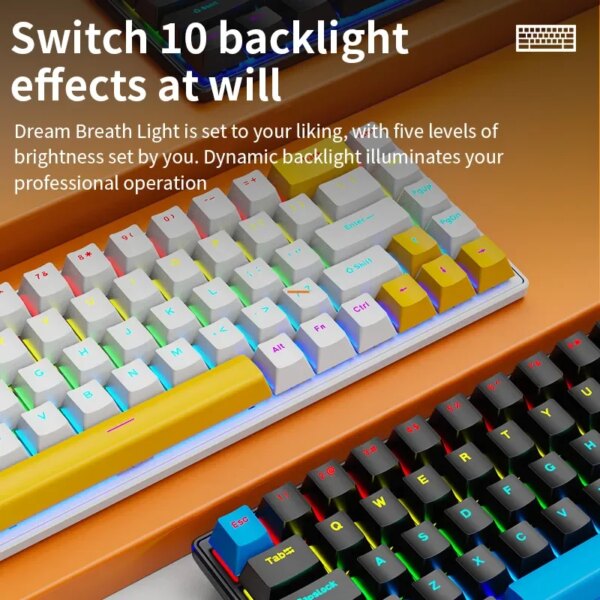 SKYLION K68 Wired Mechanical Keyboard 10Kinds of Colorful Lighting Gaming and Office For Microsoft Windows and Apple IOS System - Image 5