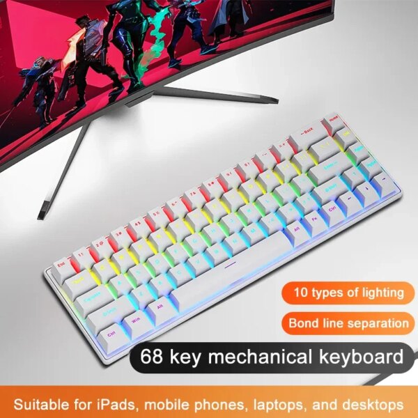 SKYLION K68 Wired Mechanical Keyboard 10Kinds of Colorful Lighting Gaming and Office For Microsoft Windows and Apple IOS System - Image 4