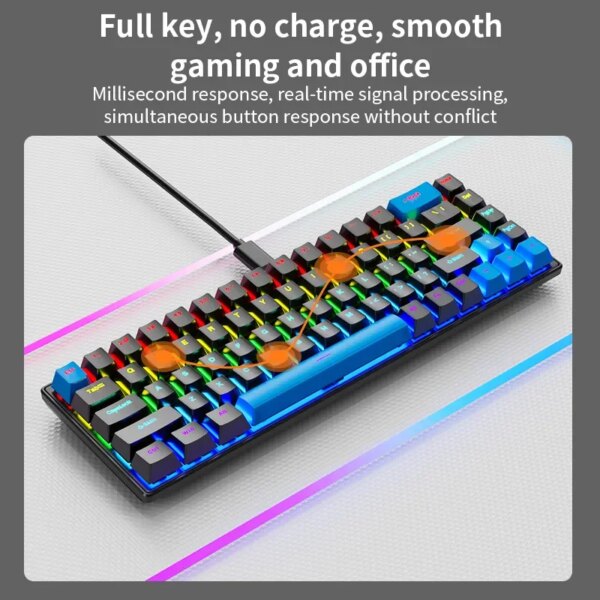 SKYLION K68 Wired Mechanical Keyboard 10Kinds of Colorful Lighting Gaming and Office For Microsoft Windows and Apple IOS System - Image 3