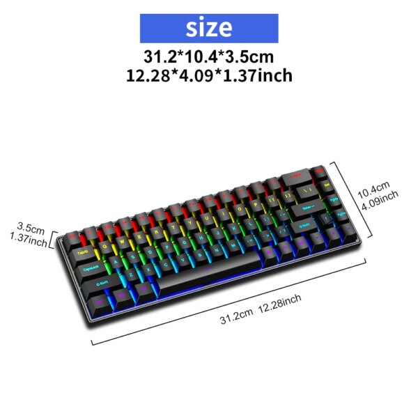 SKYLION K68 Wired Mechanical Keyboard 10Kinds of Colorful Lighting Gaming and Office For Microsoft Windows and Apple IOS System - Image 5