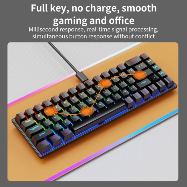 SKYLION K68 Wired Mechanical Keyboard 10Kinds of Colorful Lighting Gaming and Office For Microsoft Windows and Apple IOS System - Image 4