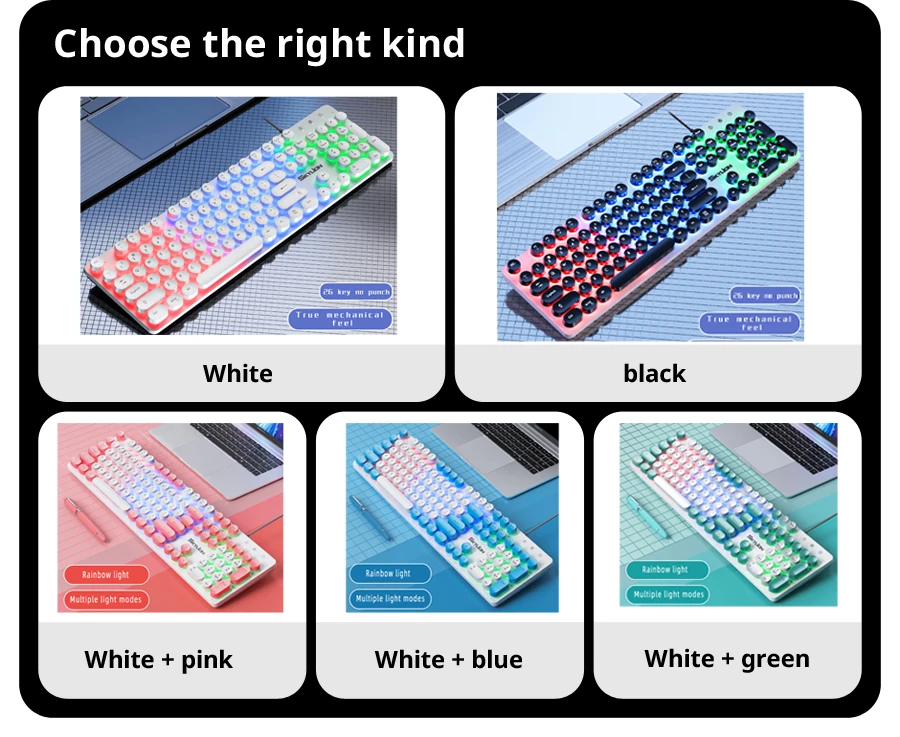 SKYLION H300 Wired 104 Keys Membrane Keyboard Many Kinds of Colorful Lighting Gaming and Office For Windows and IOS System