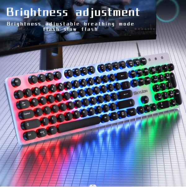 SKYLION H300 Wired 104 Keys Membrane Keyboard Many Kinds of Colorful Lighting Gaming and Office For Windows and IOS System - Image 3