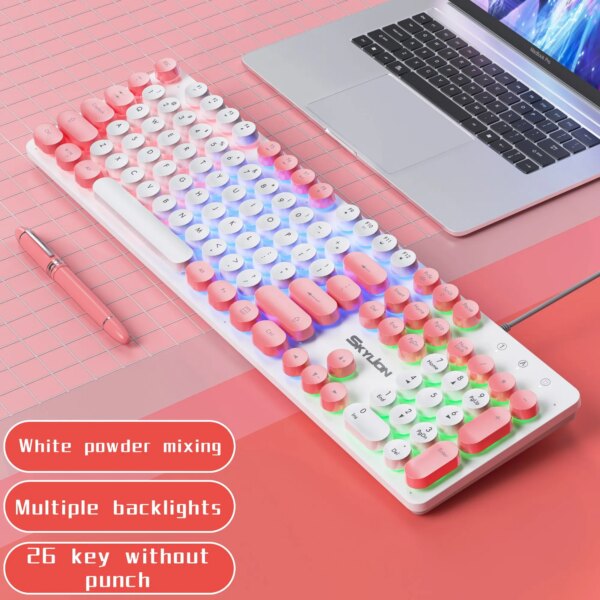 SKYLION H300 Wired 104 Keys Membrane Keyboard Many Kinds of Colorful Lighting Gaming and Office For Windows and IOS System - Image 5