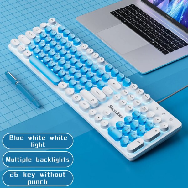 SKYLION H300 Wired 104 Keys Membrane Keyboard Many Kinds of Colorful Lighting Gaming and Office For Windows and IOS System - Image 6