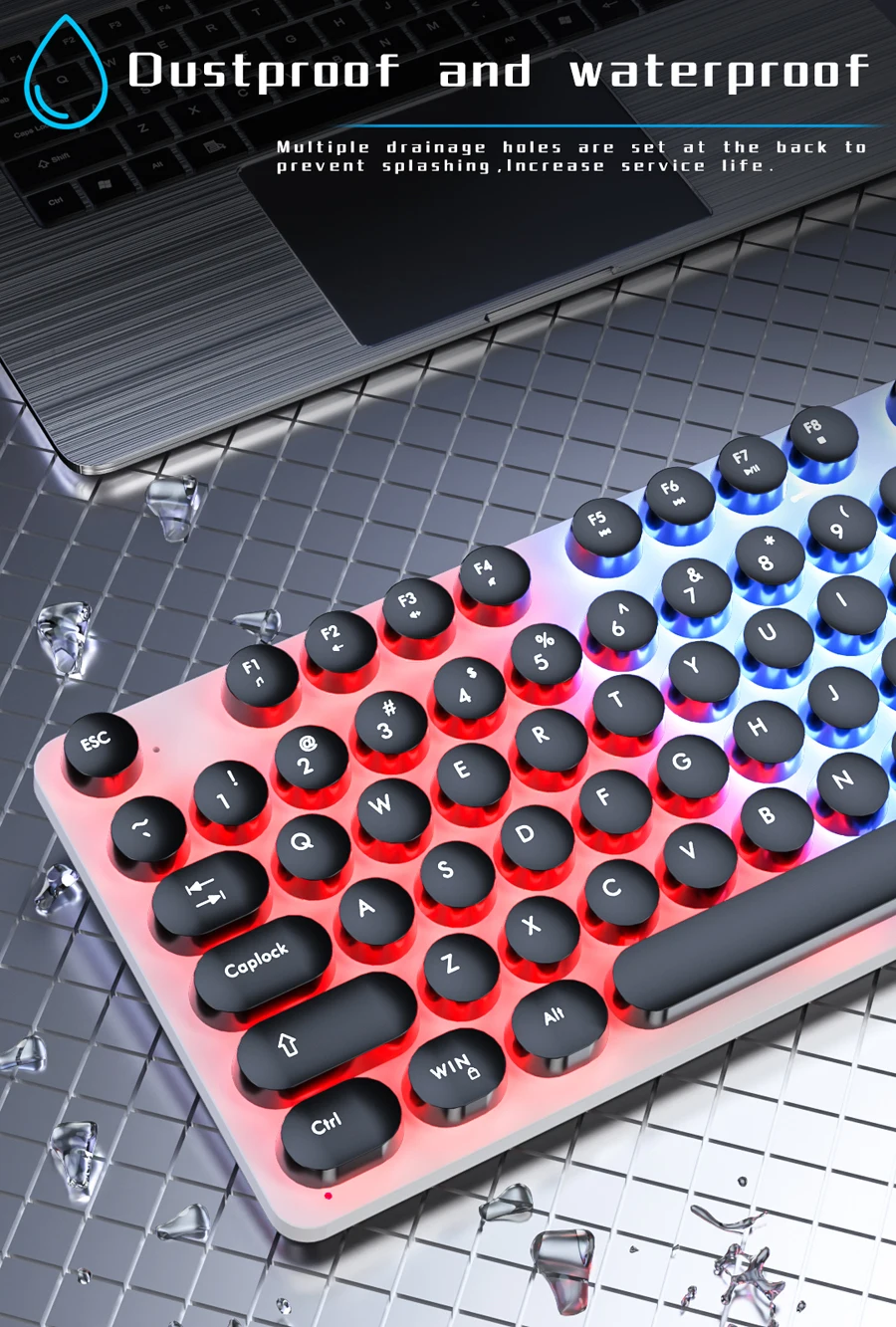 SKYLION H300 Wired 104 Keys Membrane Keyboard Many Kinds of Colorful Lighting Gaming and Office For Windows and IOS System