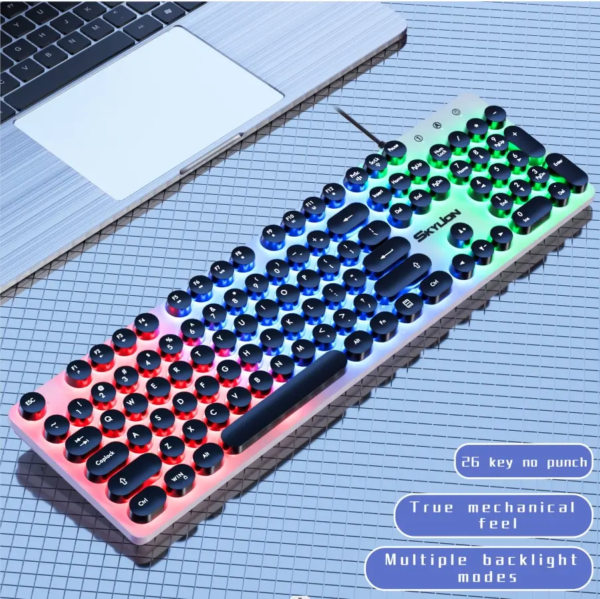 SKYLION H300 Wired 104 Keys Membrane Keyboard Many Kinds of Colorful Lighting Gaming and Office For Windows and IOS System - Image 2