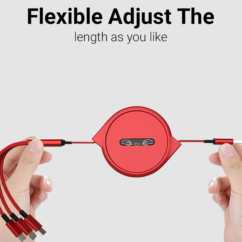 NNBILI 2024New Retractable Fast charging for Android TYPE-C Apple Xiaomi Samsung braided three-in-one mobile phone data cable