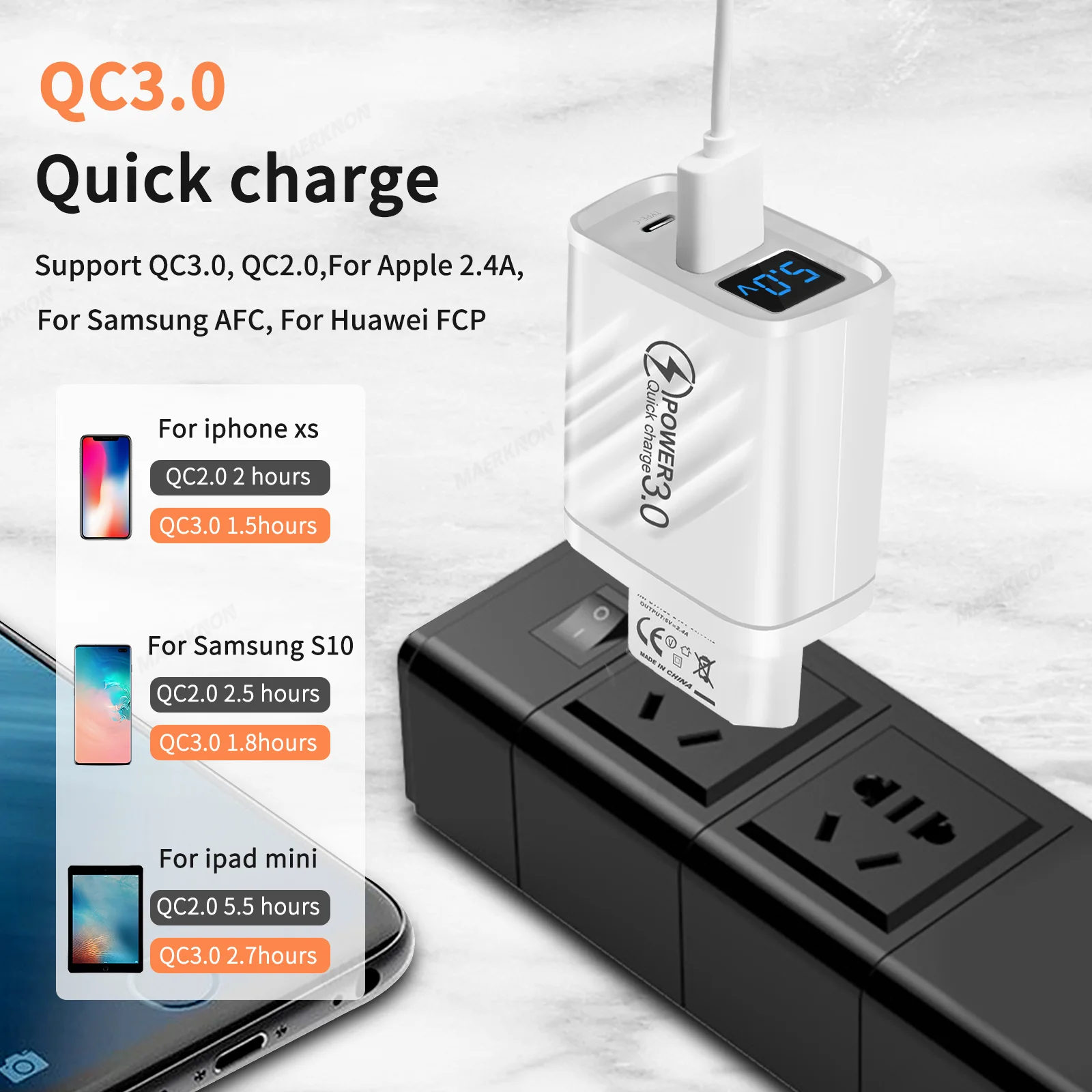 20W USB C Charger PD Fast Charging Mobile Phone Charger Power Adapter For iPhone Samsung Xiaomi Digital Display QuickCharge Plug