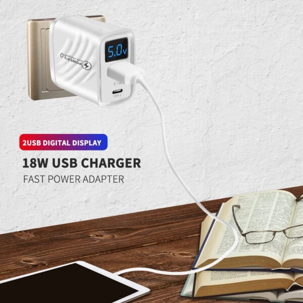 20W USB C Charger PD Fast Charging Mobile Phone Charger Power Adapter For iPhone Samsung Xiaomi Digital Display QuickCharge Plug - Image 4