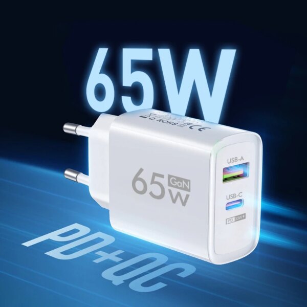 65W PD USB C Charger Quick Charge 3.0 Type C Fast Charging Adapter For iPhone 14 Pro Xiaomi Samgsung Portable Wall Phone Charger - Image 2