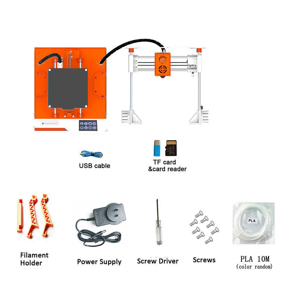 EasyThreed K6 3D Printer FDM Desktop Printing Machine 100x100x100mm/4x4x4inches Removable Platform with 2.4'' Touchscreen