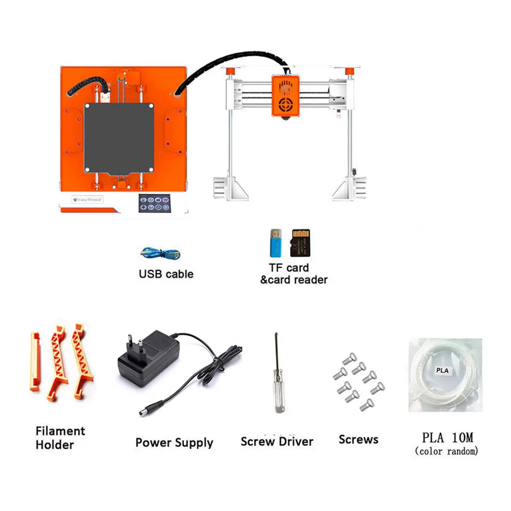 EasyThreed K6 3D Printer FDM Desktop Printing Machine 100x100x100mm/4x4x4inches Removable Platform with 2.4'' Touchscreen