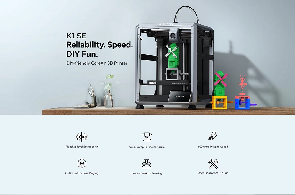 CREALITY K1 Max/ K1C/ K1SE Speedy 3D Printer 600mm/s High-Speed 3D Printers Auto Leveling Dual Cooling Large Printing Size