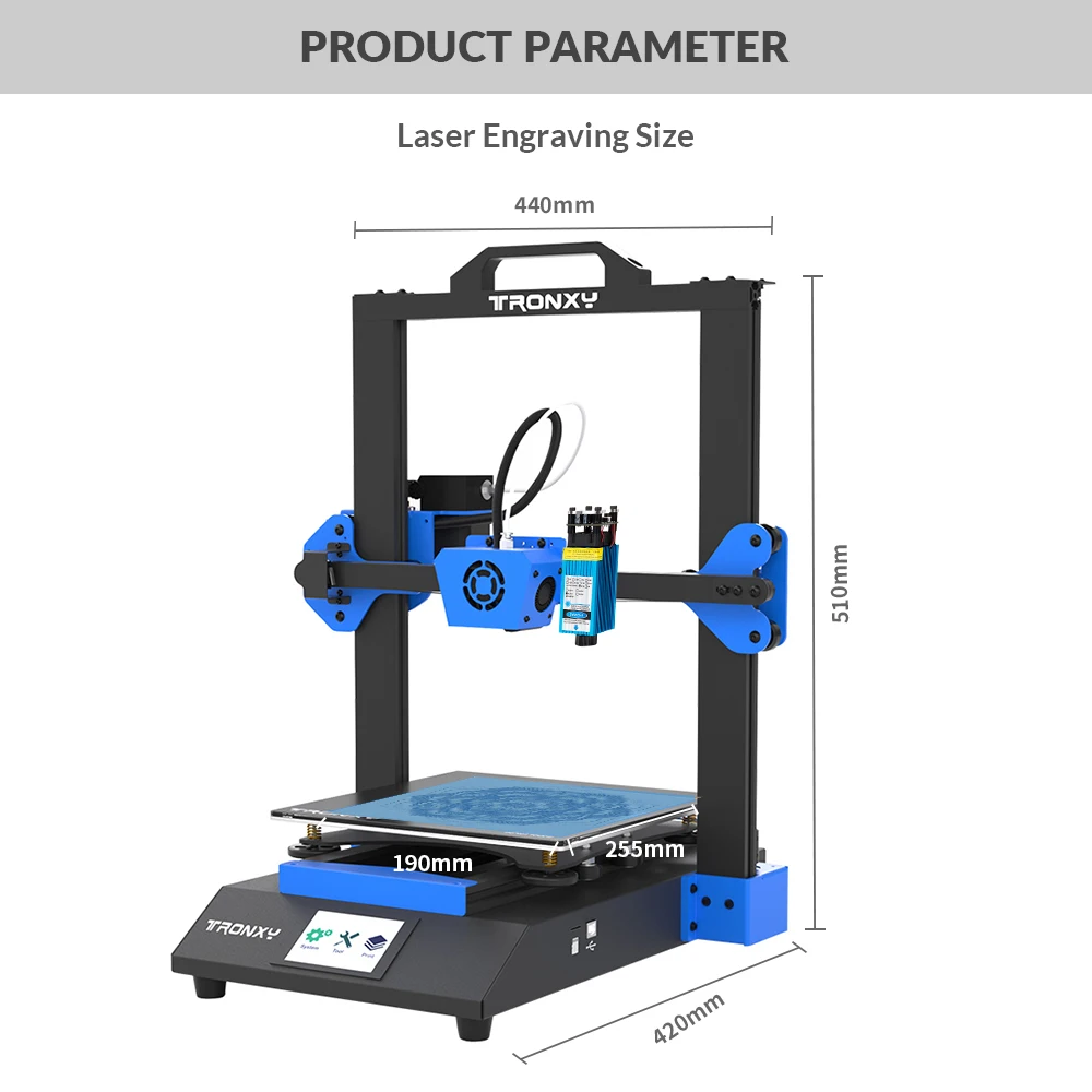 Tronxy 3D Printer XY-3 SE 3 IN 1 High Precision 3D Printing Dual Extruder Laser Engraving Optional Ultra Silent Mainboard