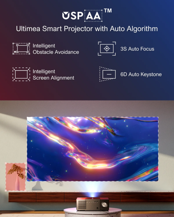 ULTIMEA Native 1080P Projector 4K Home Theater Projector with Obstacle Avoidance,Auto Focus,6D Keystone,5G WiFi Bluetooth Beamer - Image 4