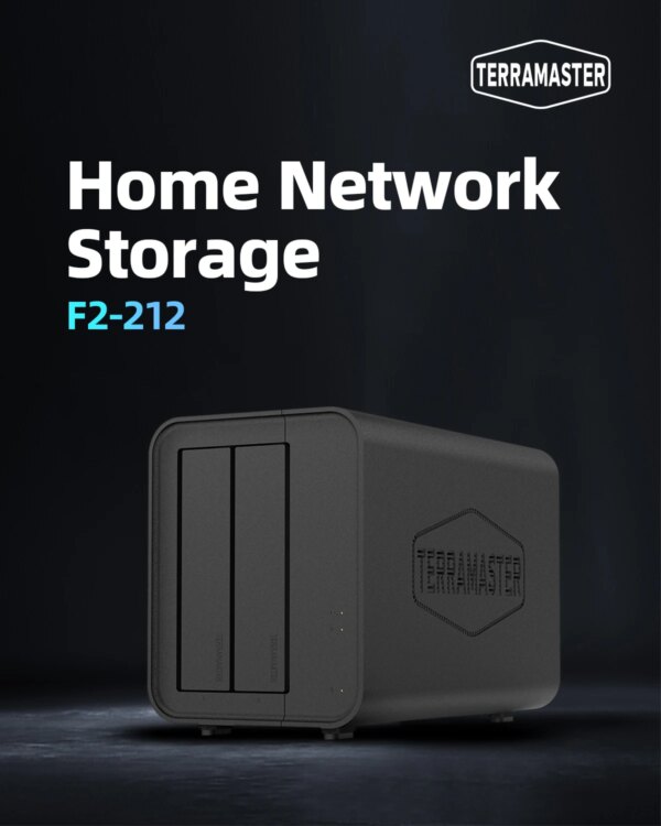 TERRAMASTER F2-212 2Bay NAS - Quad Core 1GB RAM DDR4 Personal Private Cloud Network Attached Storage (Diskless)