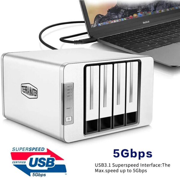 TerraMaster D4-300 USB 3.1(Gen1) Type-C Storage External Hard Drive Enclosure Hot Swappable (Diskless) - Image 3