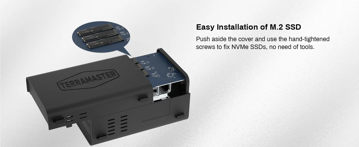 TERRAMASTER D5 Hybrid HDD NVMe Enclosure - USB 3.2 Gen 2 10Gbps Supports RAID 0/1/Single/JBOD Exclusive 2+3 RAID Array