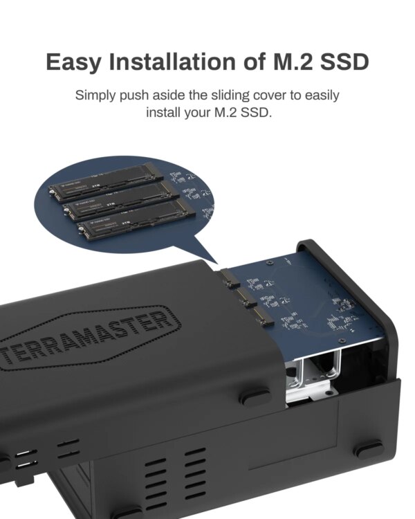 TERRAMASTER D5 Hybrid HDD NVMe Enclosure - USB 3.2 Gen 2 10Gbps Supports RAID 0/1/Single/JBOD Exclusive 2+3 RAID Array - Image 4