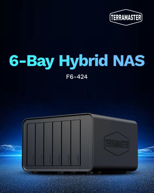 TERRAMASTER F6-424 NAS Storage 6bay - N95 Quad Core CPU, 8GB DDR5 RAM, 2.5GbE Port X2, Network Attached Storage (Diskless))