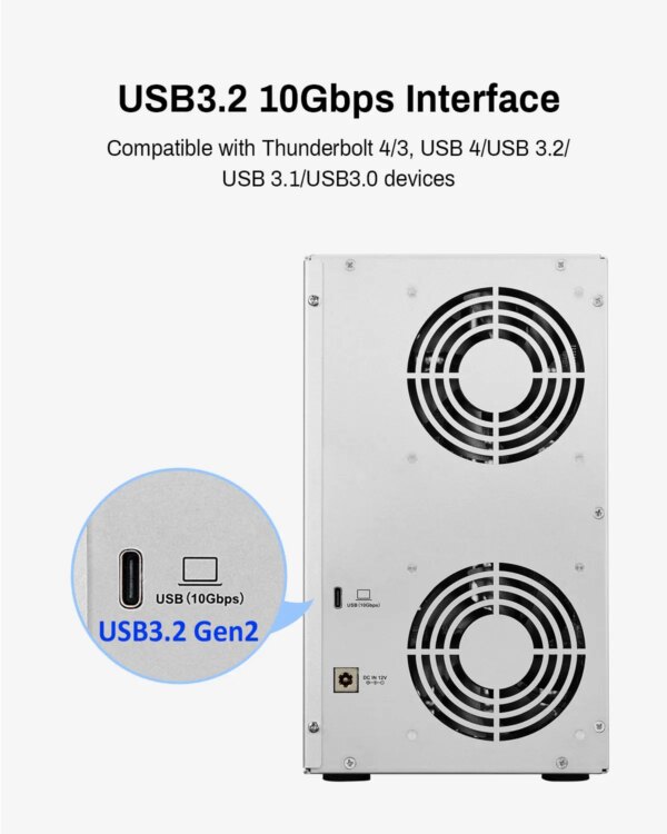 TERRAMASTER D6-320 External Hard Drive Enclosure - USB 3.2 Gen2 10Gbps Type-C HDD Storage Hot Swappable Plug and Play (Diskless) - Image 2