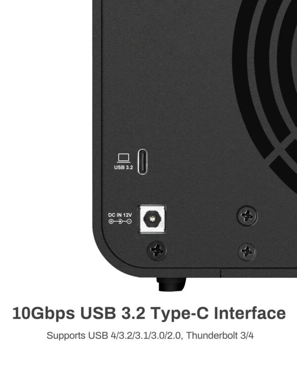 TERRAMASTER D4-320 External Hard Drive Enclosure - 4bay USB 3.2 Gen2 10Gbps Type-C Hot Swappable Plug and Play (Diskless) - Image 3