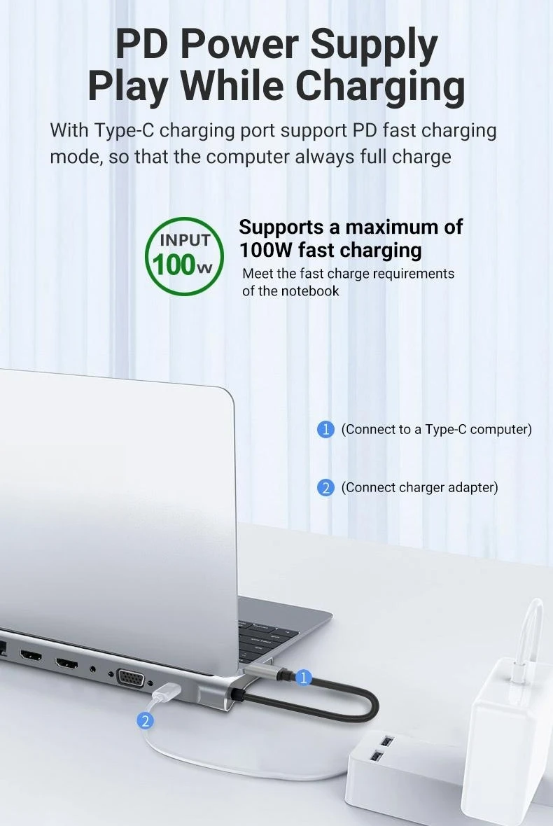 USB C Docking Station,12 In 1 Triple Display MST Hub With Expansion Port USB3.0*1/USB2.0*3/HDMI*2/VGA*1/100 Mbit/s NIC *1/USB