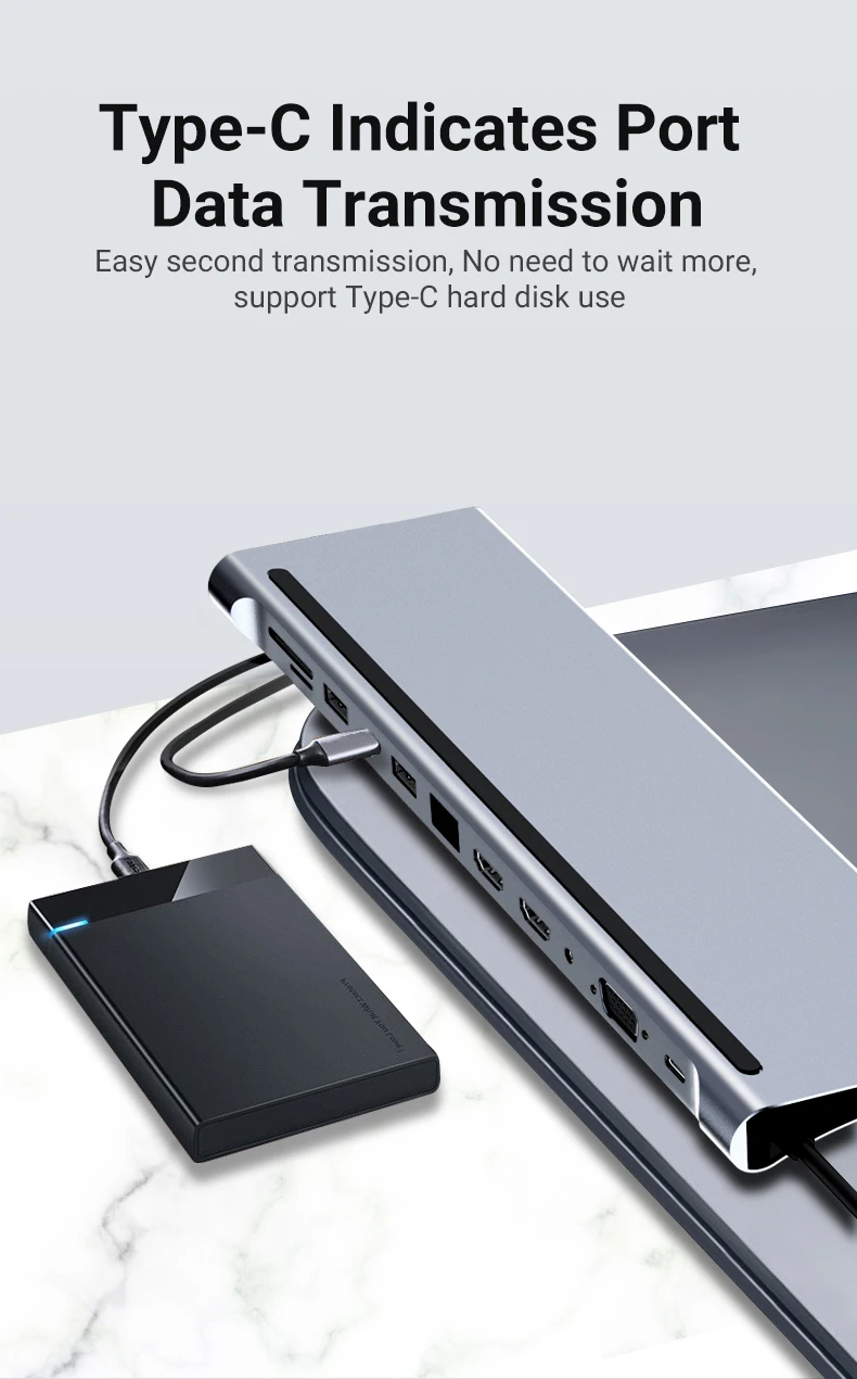 USB C Docking Station,12 In 1 Triple Display MST Hub With Expansion Port USB3.0*1/USB2.0*3/HDMI*2/VGA*1/100 Mbit/s NIC *1/USB