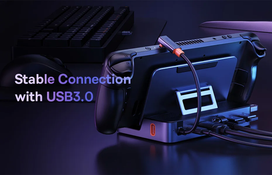 Baseus USB C Docking Station for Steam Deck Nintend Switch 6-in-1 Type C to 4K@60Hz HDMI-compatible Gigabit Ethernet USB 3.0 Hub