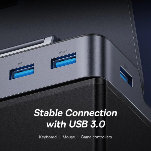 Baseus USB C Docking Station for Steam Deck Nintend Switch 6-in-1 Type C to 4K@60Hz HDMI-compatible Gigabit Ethernet USB 3.0 Hub - Image 3