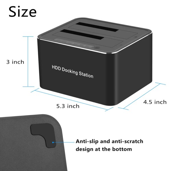 Dual-bay Hard Drive Dock Station Multifunctional for 2.5/3.5 Inch HDD SSD SATA to USB 3.0 HDD Docking Station Hard Disk Base - Image 6