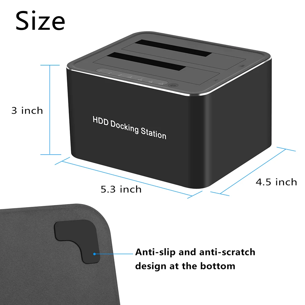 Dual-bay Hard Drive Dock Station Multifunctional for 2.5/3.5 Inch HDD SSD SATA to USB 3.0 HDD Docking Station Hard Disk Base