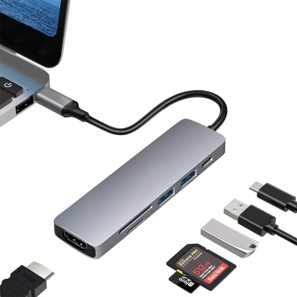 The 6-In-1 Type C Docking Station Suitable For Both Android And Apple Systems Can Transmit Data And Connect To a Large Screen - Image 4