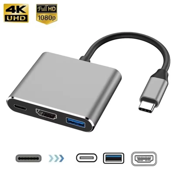 3 IN 1 USB PD HDMI Docking Station 4K Converter Adapter USB C to HDMI/USB 3.0/Type C For PC Laptop MacBook Huawei Samsung Xiaomi