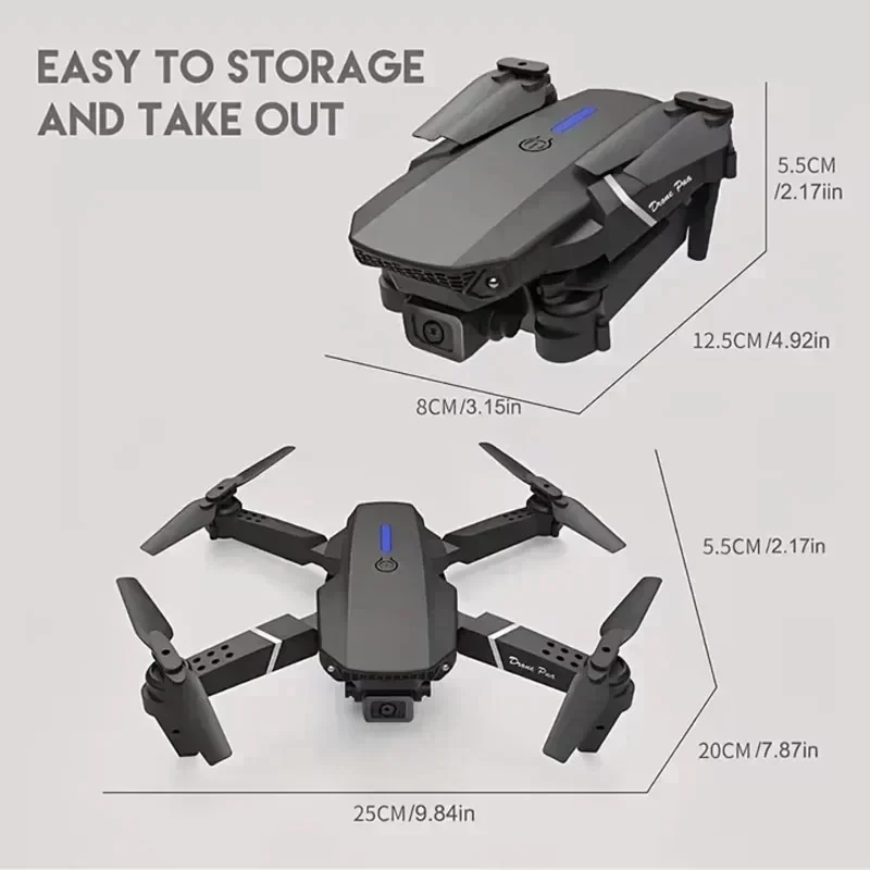 E88Pro RC Drone 4K Professinal With 1080P Wide Angle Dual HD Camera Foldable RC Helicopter WIFI FPV Height Hold Apron Sell Gift