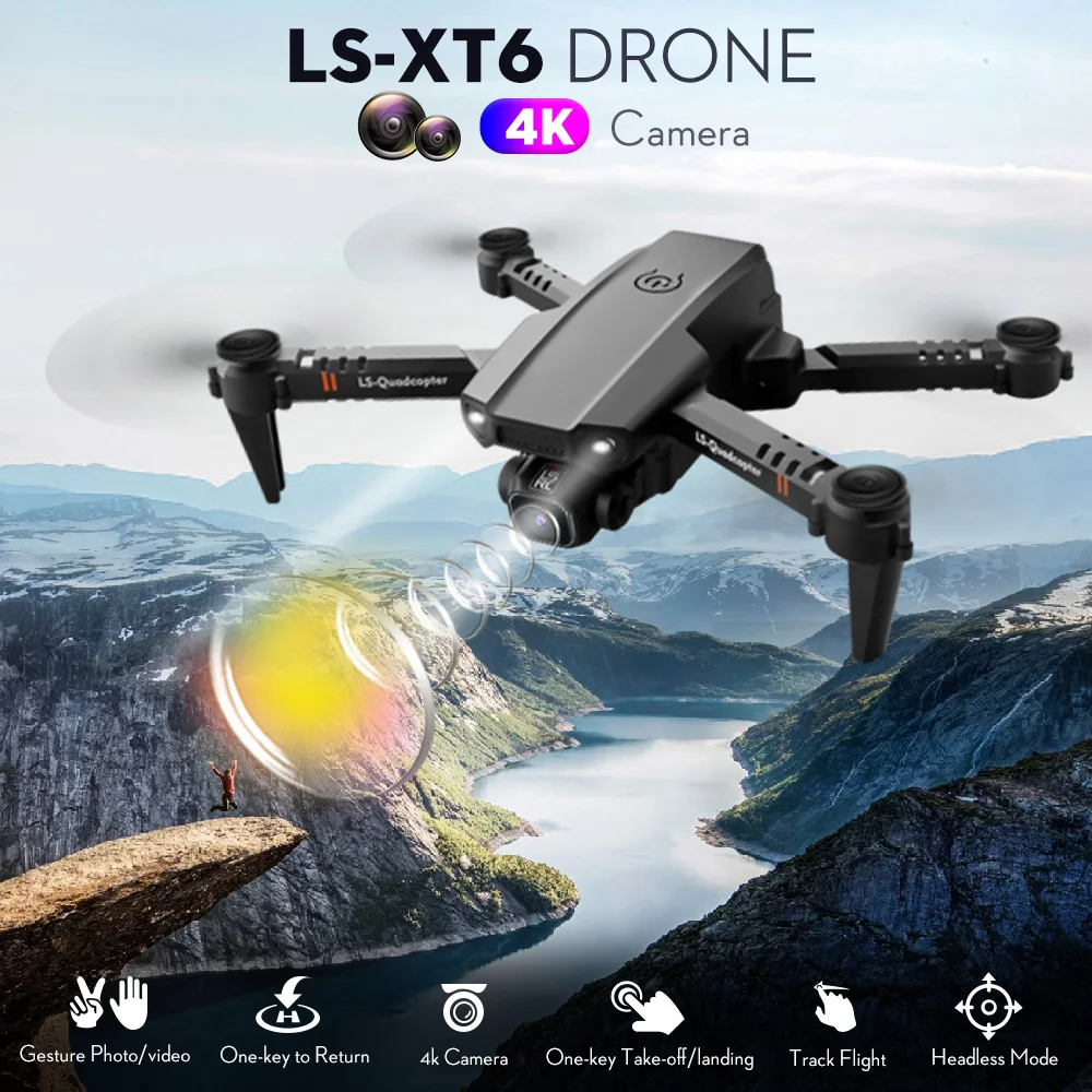 RC Drone Camera 4K Drone Dual Camera Track Flight Gravity Sensor Gesture Photo Video Altitude Hold Headless Mode RC Quadcopter