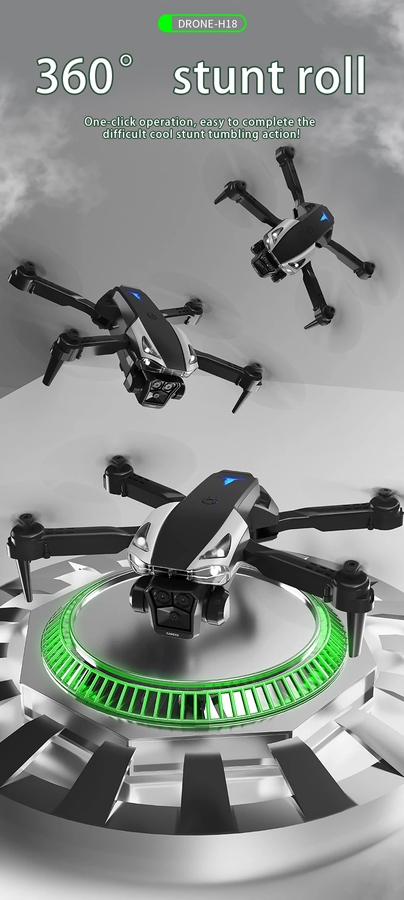 MHD Dual Camera Drone H18 Camera with 4K Professional Folding Drone with 4K Camera Mini  RC Helicopter FPV air plane Quadcopters