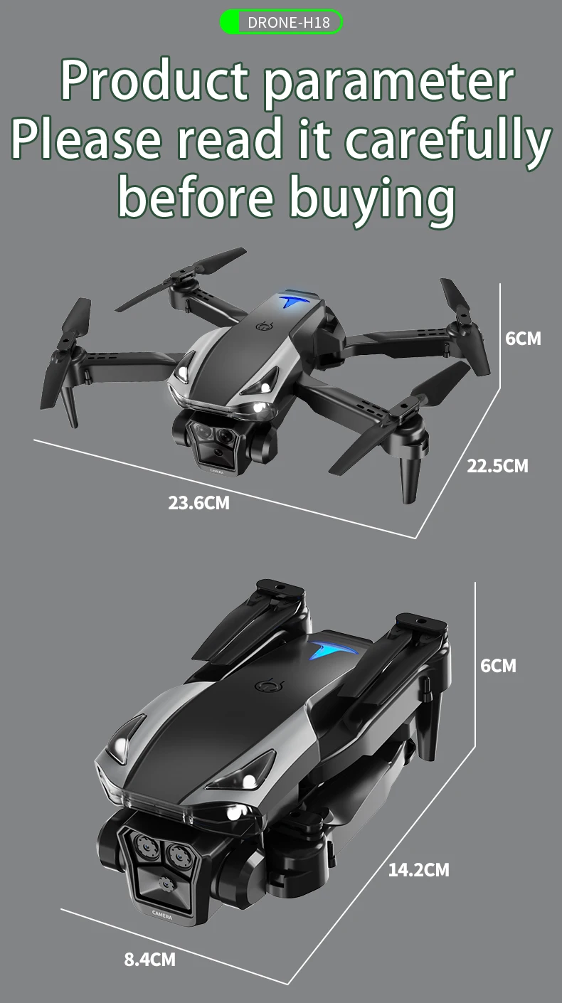 MHD Dual Camera Drone H18 Camera with 4K Professional Folding Drone with 4K Camera Mini  RC Helicopter FPV air plane Quadcopters