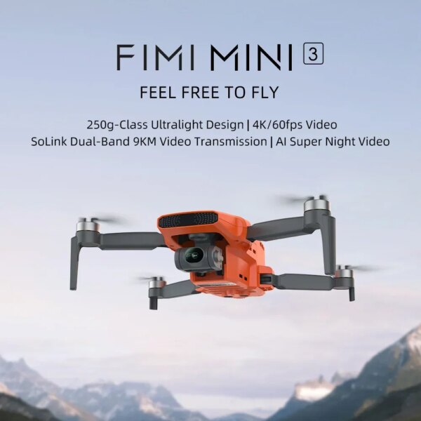 FIMI MINI 3 new drone 4K 60fps 9km range 3-axis Gimbal 249g Ultralight AI Super Night Video design smart tracking mini pro drone