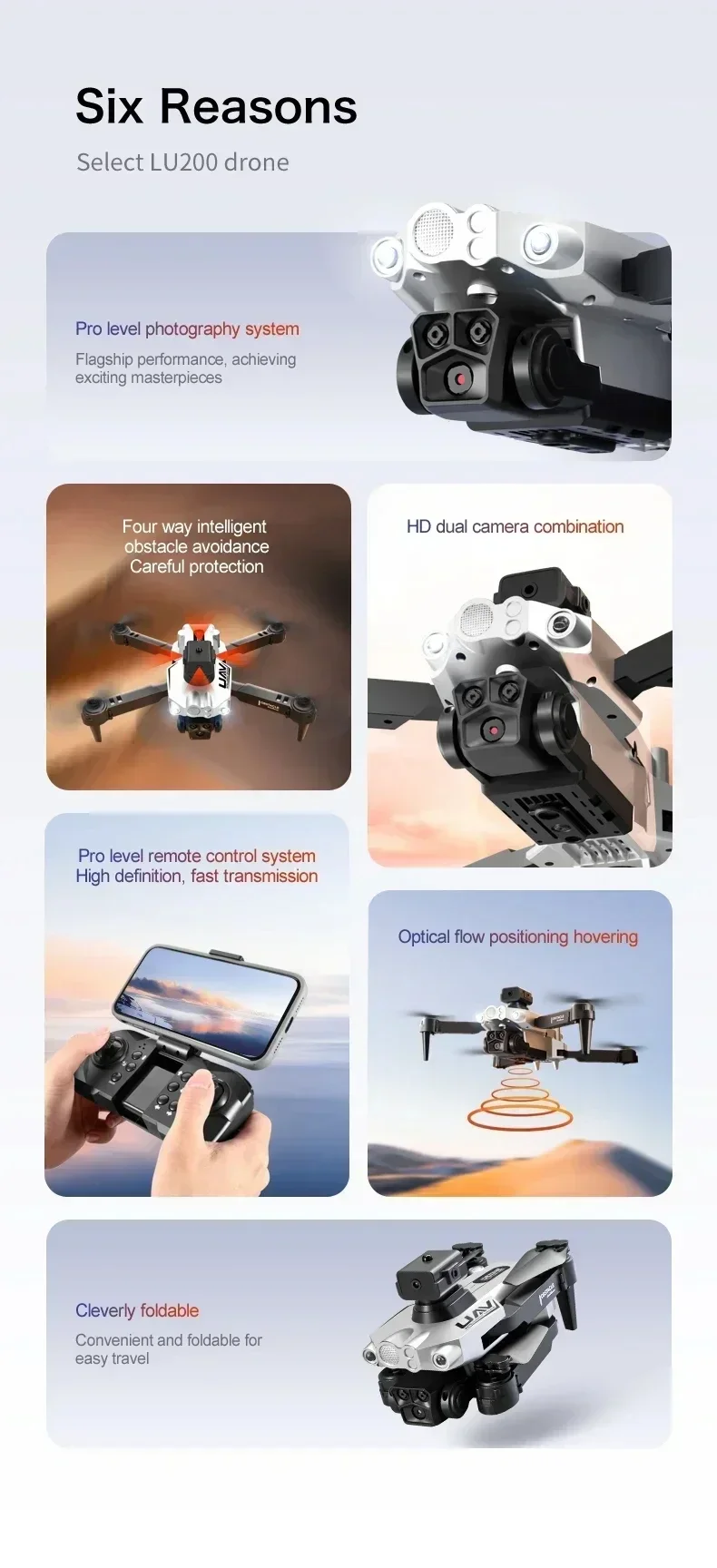 Xiaomi Lu200 Drone 4K HD GPS Triple Camera Aerial Photography WiFi Optical Localization Four-way Obstacle Avoidance Drone 10000M