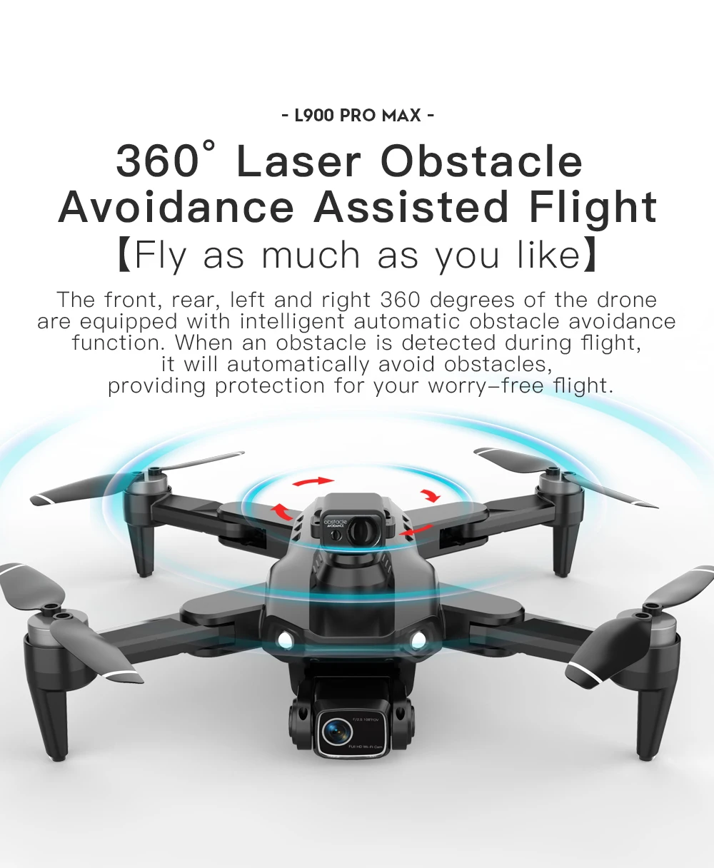 L900 Pro MAX GPS Drone 4K Professional HD Dual Camera 5G Wifi 360° Obstacle Avoidance Brushless Foldable Quadcopter RC Drone Toy