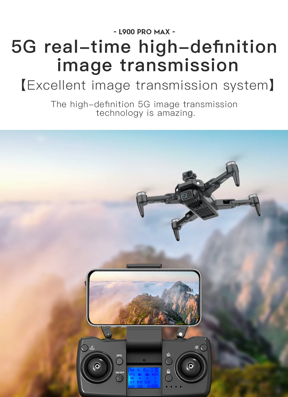 L900 Pro MAX GPS Drone 4K Professional HD Dual Camera 5G Wifi 360° Obstacle Avoidance Brushless Foldable Quadcopter RC Drone Toy