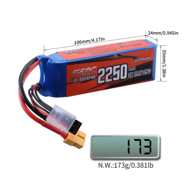 SUNPADOW 3S Lipo Battery 11.1V 25C 40C 60C 2250mAh with XT60 Plug for RC Airplane Aircraft Quadcopter Helicopter Drone FPV Model - Image 4