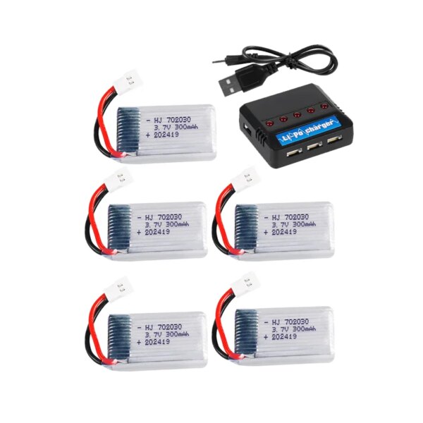 5Pcs Rechargeable Batteries 3.7V 300mah 702030 Li-po Drone Battery For Syma X11 E55 Fq777 Fq17w F180 U816 RC Drone UAV Battery - Image 4