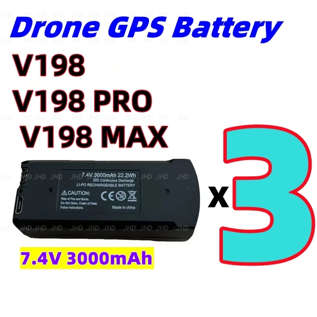 JHD Original 7.4V 3000mAh V198 MAX PRO Drone Battery V198 8K GPS RC Quadcopter V198PRO Spare Battery Drone Parts