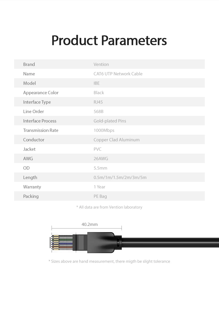 Vention Cat6 Ethernet Cable rj45 Lan Cable CAT 6 Network Patch Cable for Laptop Router PC 0.5m 1.5m 2m 3m 5m RJ45 Ethernet Cable